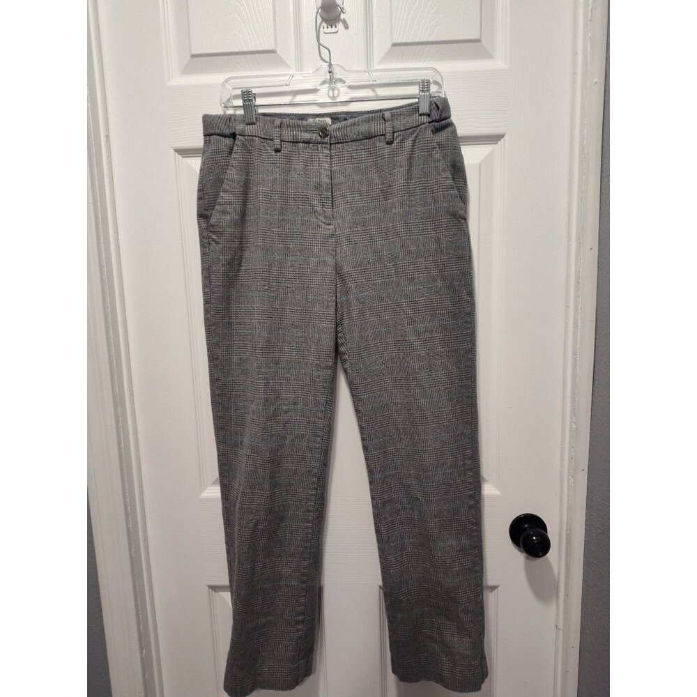 L.L. Bean Pants Womens Size 8‎ REG Gray Plaid Lined Classic Fit Straight Leg